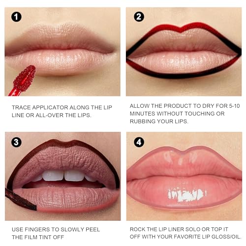 Peel Off Lip Liner Tattoo Lip Stain Peel Off 3Colors Langanhaltende Feuchtigkeitsspendende Peel Off mit mattem Finish Geschenk Makeup für Mädchen