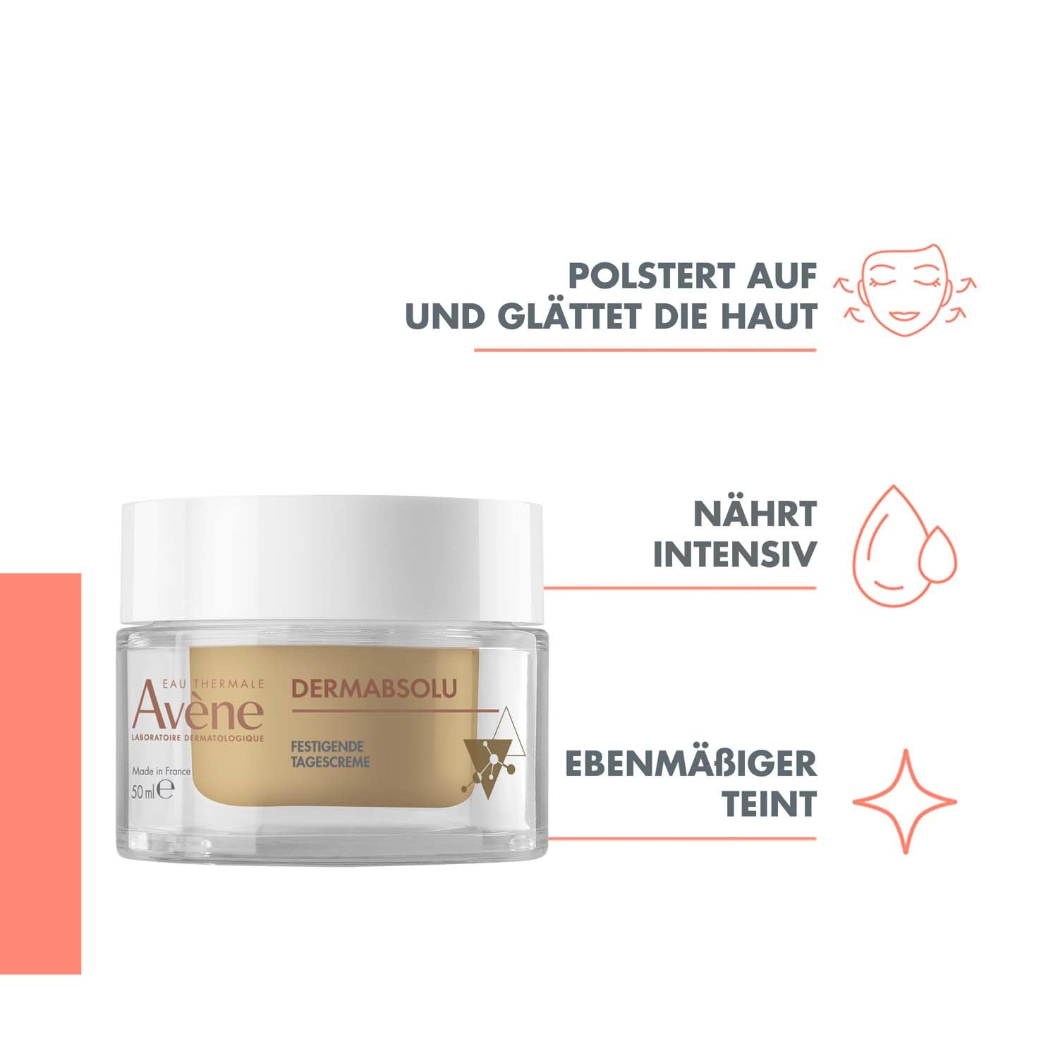 AVÈNE Dermabsolu - Festigende Tagescreme - Anti-Aging, festigt & hydriert - Mit Bakuchiol, Vanille-Polyphenolen & Glycoleol - Reife, empfindliche Haut - Umweltbewusst - 50 ml