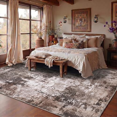 Image of Medallion Vintage Look Carpet for Living Room Bedroom Dining Room | Washable Area Rug with Non Slip TPR Backing | Modern Floor Carpet for Home(Design11-5x7 Feet)