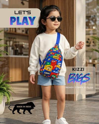Image of Kizzi Print Colourful Cross body Bags for Boys and Girls Kids School, Picnic, Return Gifts