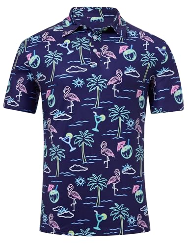 Mens Funny Golf Shirts for Men Polo Performance Moisture Wicking Dry Fit Shirt M-XXL