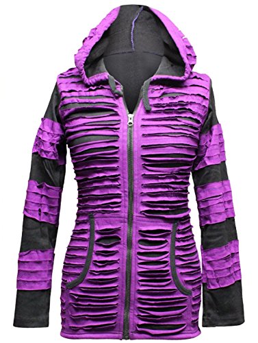 Women Slashed Razor Cut Hoodie [M,Purple]