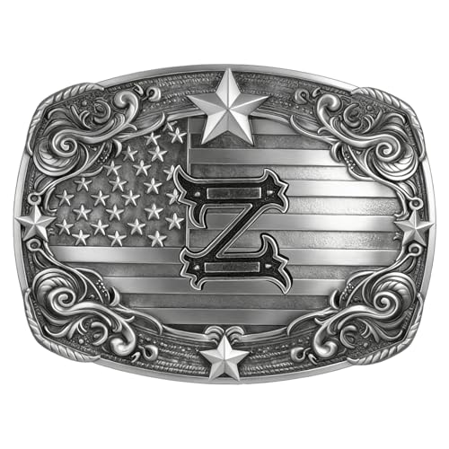 Image of Western Belt Buckle for Men Vintage Cowboy Rodeo Texas Initial Letter ABCDJMR to Z Belt Buckles