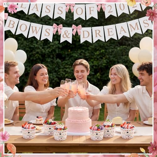 Image of Funnymoom 50 Pack Wildflower Graduation Ice Cream Cups 9 oz Class of 2026 Congrats Grad Disposable Dessert Snack Cups Floral Graduation Paper Soup Bowls for Freshly Graduated 2026 Grad Party Supplies