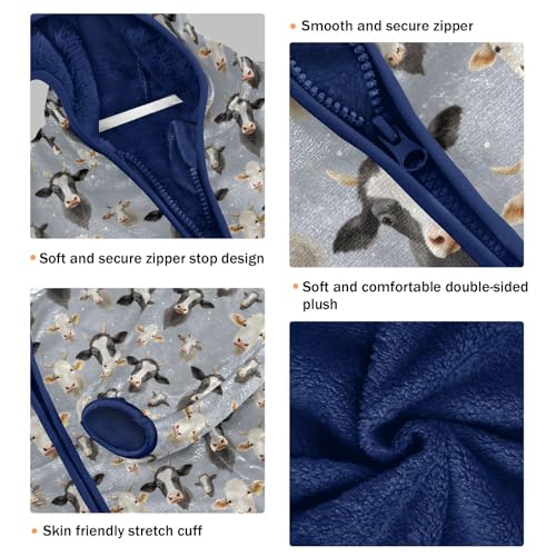 Cute Cow Boys Fleece Coat,Children's Zip-Up Hoodie Jacket,Baby Warm Fashion Outerwear 3-10T,A1133153