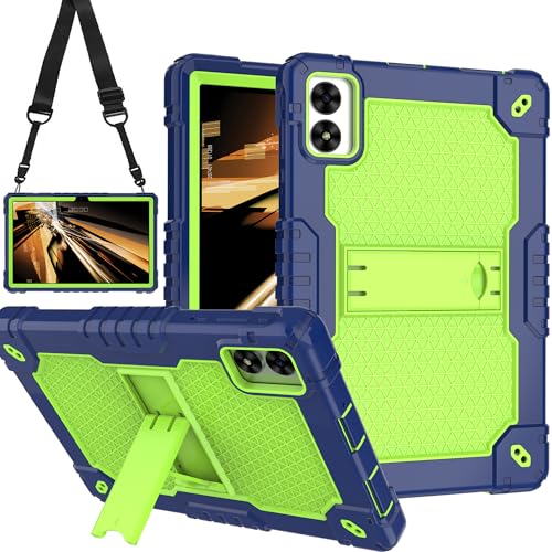 Doemoil Case for Vortex ZTAB10/Vortex T10M PRO 10.1 inch Tablet Hybrid Shockproof Firendly Case Built in Kickstand Shoulder Strap for Vortex ZTAB 10/Vortex T10M PRO 10.1 inch Tablet (Navy Blue/Green)
