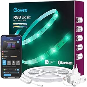 govee ruban led, 15m bluetooth rgb bande led intelligente, dimmable multicolore app contrôle, 64 scènes et ruban lumineuse de synchronisation musicale pour maison, salon, cuisine, fête