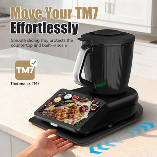 Gleitbrett für Thermomix TM7, Brett für Thermomix mit Rollen & Gummifüßen, Leicht zu Bewegen, Schützt die Waage, Robust und Pflegeleicht, Praktisches Zubehör für Thermomix TM7