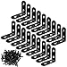 18PCS L Bracket Corner Bracket, FATLODA Stainless Steel L Brackets for Shelves, Black Small Right Angle Bracket, Metal Corner Brace for Wood Furniture Cabinet Chair with 72PCS Screws (1.57x1.57 in)