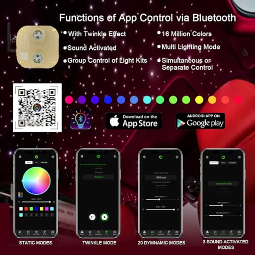 Image of AKEPO 20W Dual-Head Twinkle Fiber Optic Light Box, APP Control Twinkle Light Engine Music Activated with 28-Key Remote for Headliner Starlight kit
