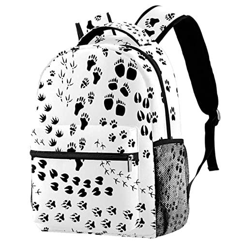 Sac à dos de voyage ergonomique et léger à motif pattes d'animaux avec poche filet pour gourde