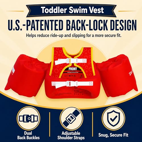 Image of Dark Lightning Toddler Swim Vest for Kids Ages 2-7, Kids Pool Floaties with Arm Wings, USCG Approved Life Jacket for Boys Girls, 33-55 lbs