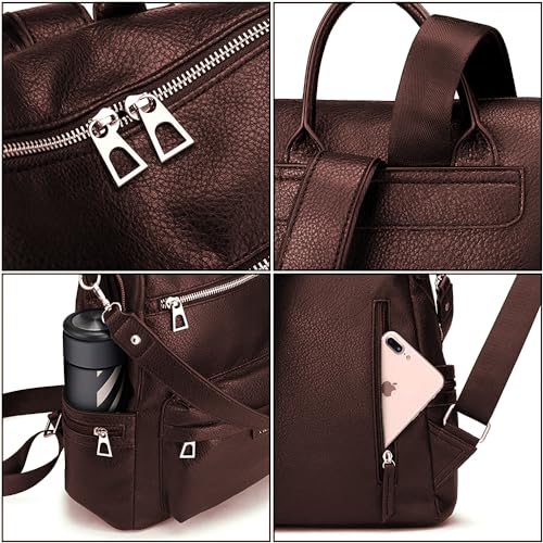 Image of Vegan Leather Girl's Travel Casual Collage Backpack With Shoulder Strap Travel College Gift For Teenager