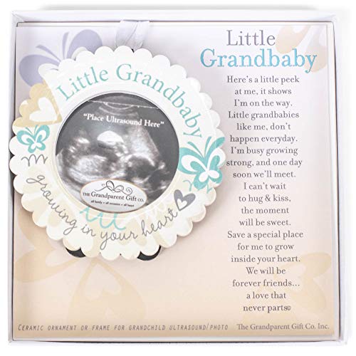 Little Grandbaby Growing In Your Heart Ultrasound Photo Ornament and Poem