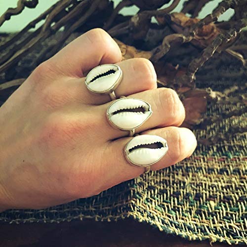 Miniatura 4 de Cowrie Shell Ring Beach Shell Ring 925 Sterling Silver Ring Size Shell Ring For Women Summer Ring Gypsy Tribal Ethnic Handmade Jewelry Boho Style