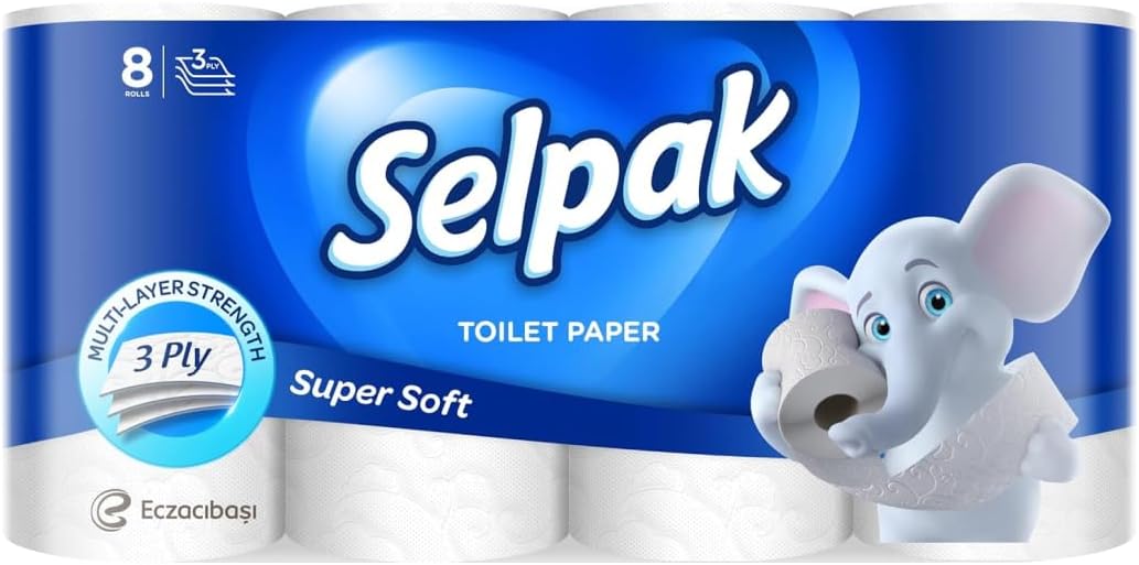 Selpak Toilet Paper Tissue Roll 3ply (Plain (Non Scented), 8 rolls/pack)