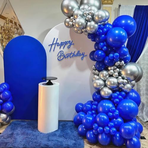 Image of TONIFUL Happy Birthday Sign for Backdrop - Glitter Navy Blue Felt Banner - Includes Dot Glue - Perfect for Birthday Party Backdrop,Wall Decor,Balloon Arch,Photo Background