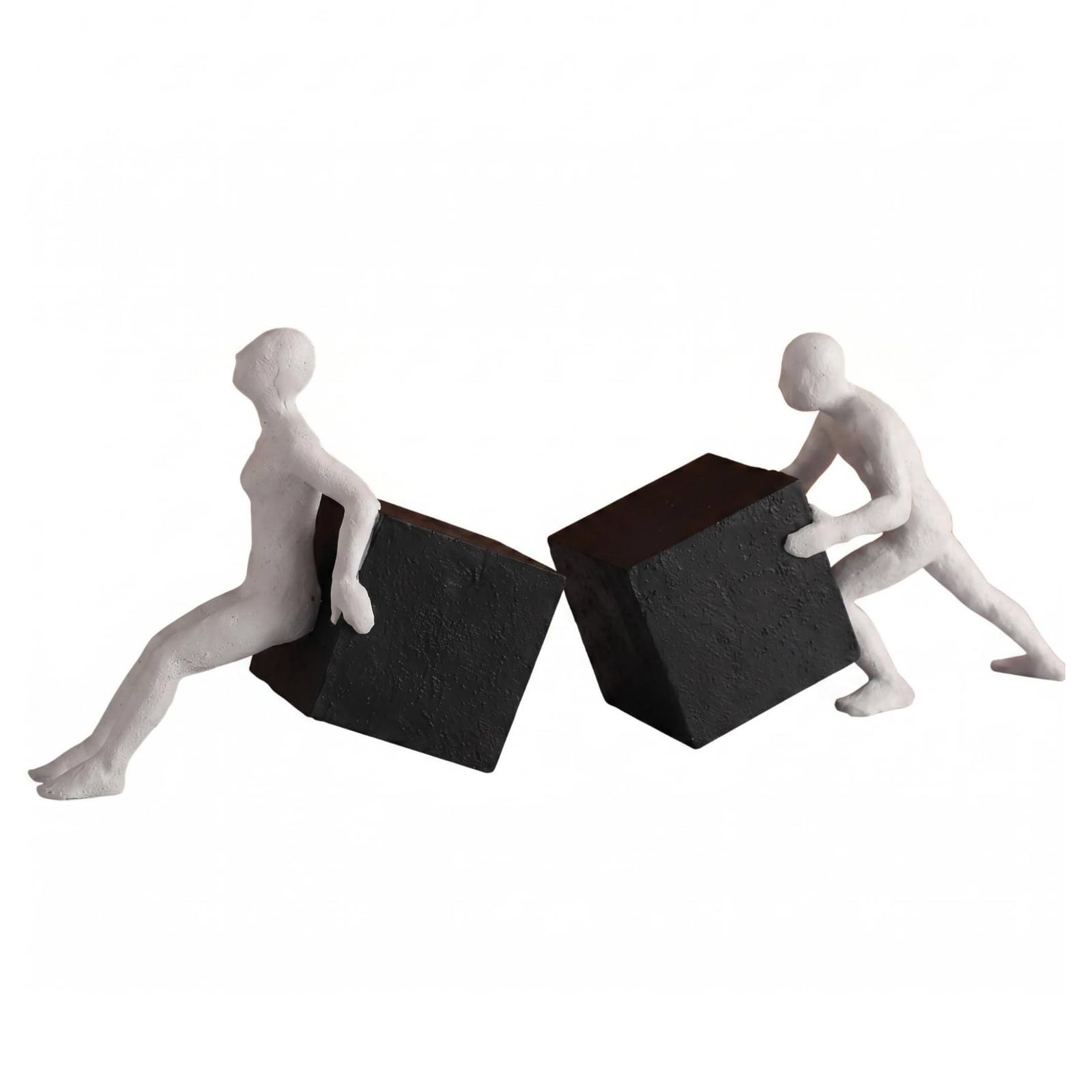 predolo Serre-Livres Abstrait en Résine Blanc et Noir Serre-Livres à Figurines Élégant Butoir Bibliothèque