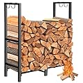 ULIOK 4FT(H) X 2.7FT(W) Firewood Rack Outdoor Indoor Holder for Fireplace Wood Storage, Firewood Storage Brackets Kit, Heavy Duty Logs Stand Stacker Holder for Outdoor Indoor Patio Deck firewood rack