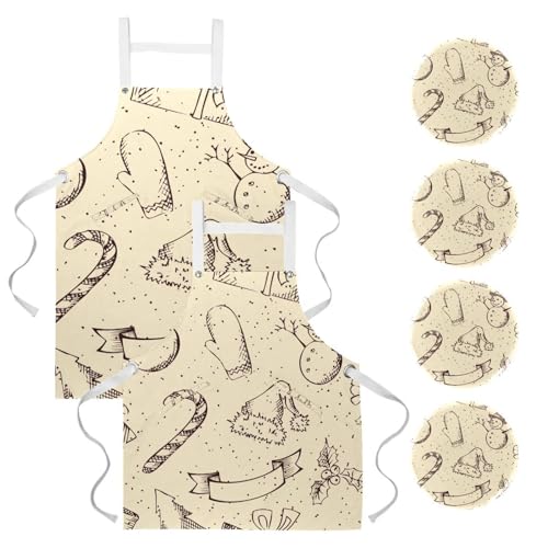 Tabliers de cuisine de Noël (lot de 2) avec broches pour bistrot