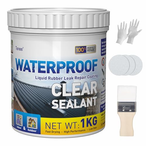 35 oz Invisible Waterproof Agent Sealant with Full Tools, Transparent Adhesive Insulating Sealant Coating Provides Ultimate Protection for Repairing Leak, Clear Anti Leakage Agent for Tile, Bathtub