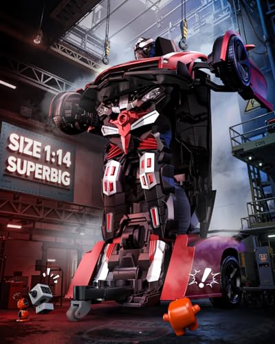 Image of Veeniix V992 Transform Remote Control Car,Transform Robot RC Cars,1:14 Scale,2-in-1 Robot Toy Car with Sound & Light,Gesture Sensing,Automatic Deformation,Great Gifts Toys for Boys and Girls 4-6 (Red)