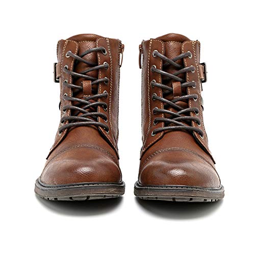 AMAPO Men Oxford Boots, Buckle Dress Boot, Casual Men Boots Lace-Up Side Zipper2