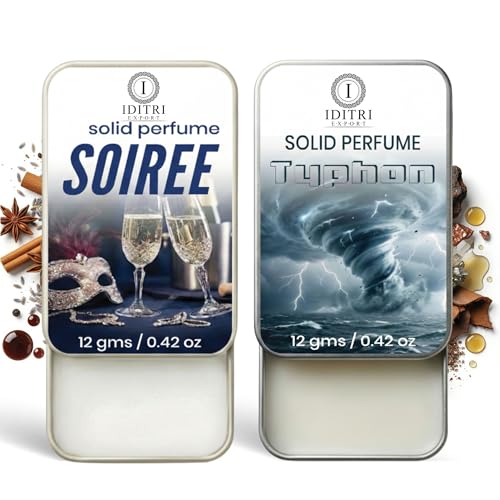 Image of Solid Perfume |Soiree&Typhon Alcohol Free Wax Perfume Balm, Long Lasting | Pocket Tin 12g, Pack Of 2| Non Greasy Smooth Glide, Travel Friendly Men And Women