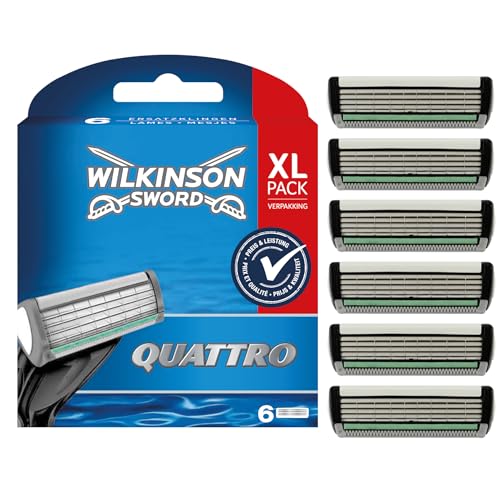Wilkinson Sword Quattro Rasierklingen fĂĽr Herren Rasierer, 6 StĂĽck