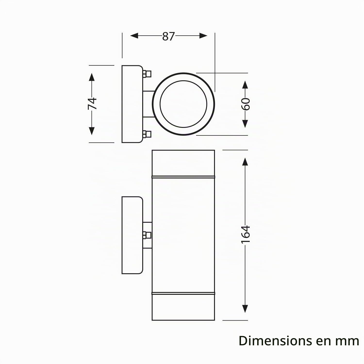 ledscom.de 2 appliques murales WEDO pour l'extérieur, IP44, éclairage vers le haut/vers le bas, acier inoxydable mat, rondes, 2 x GU10, max. 35 W
