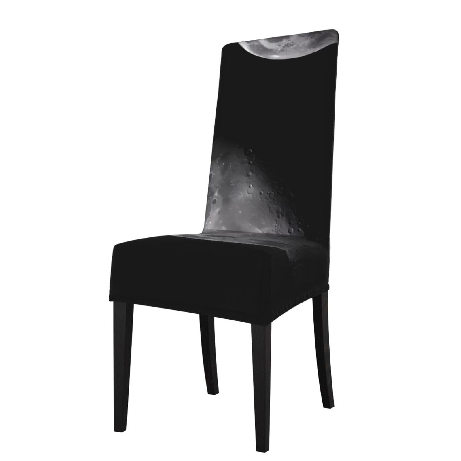 WHJDPP Black Background Moon Prints Protection Cover for Dining Chair - Stretchy Seat Throw Covers, Wrinkle-Free & Easy Care for Hotel, Wedding & Home Dining Chairs