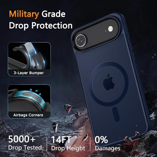 Image of iPhone 17 Air Magsafe Hard Back Case | Matte Design & 360 Protection | Military-Grade Apple iPhone 17 Air Cover | Strong Magnet Back - Blue