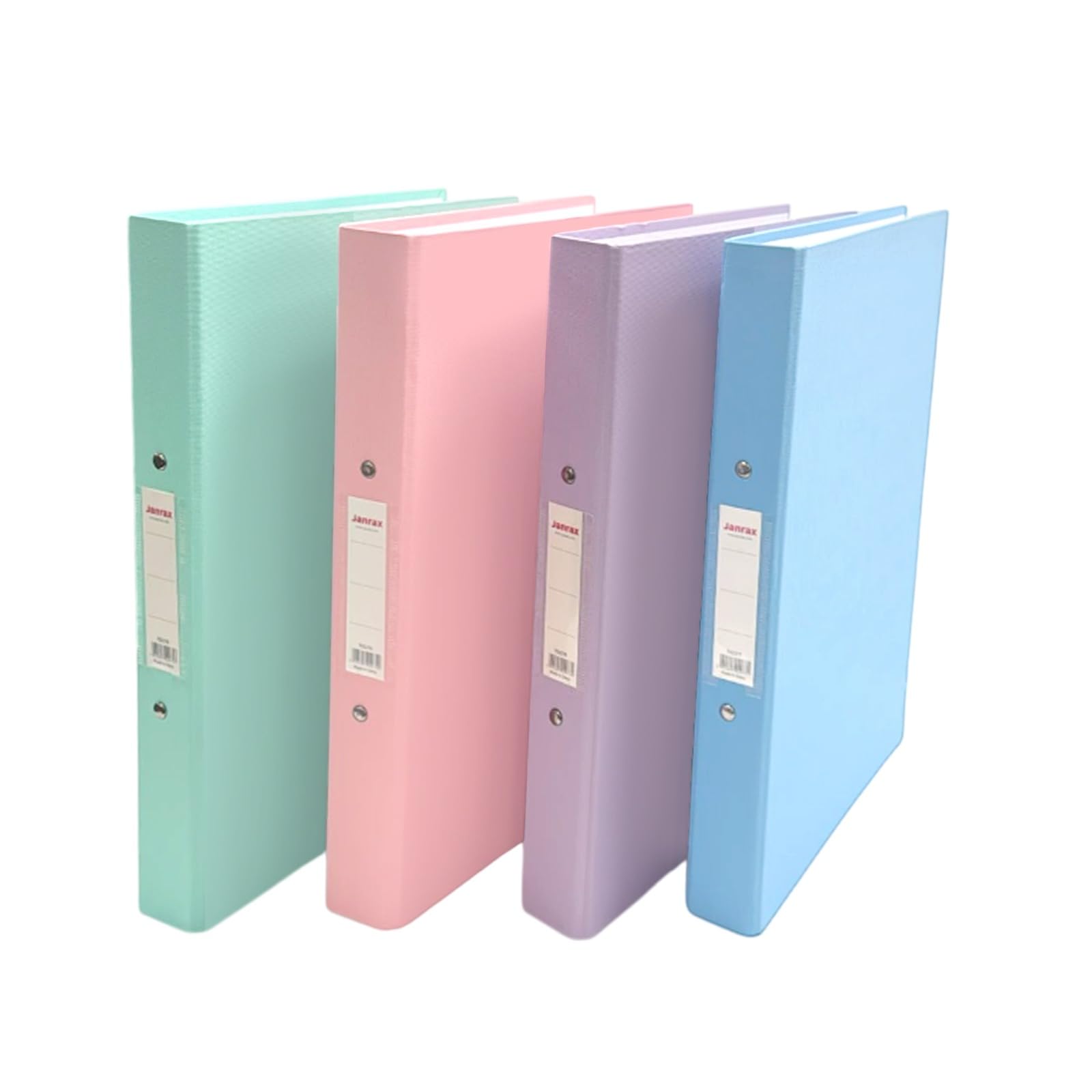 Pack of 4 A4 Assorted Pastel Coloured Paper Over Board Ring Binders by Janrax - Ideal for A4 Documents, School, Office, Home Filing & Document Storage