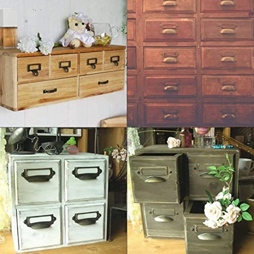 Mromax 10Pcs Iron Label Holder Pull Handles Vintage Label Frame Drawer Pulls Knobs 3.54" X 1.61" (Lxw) For Cabinet Wardrobe Cupboard Dresser Drawer Door Red Bronze Tint (With Screw) #TOP4