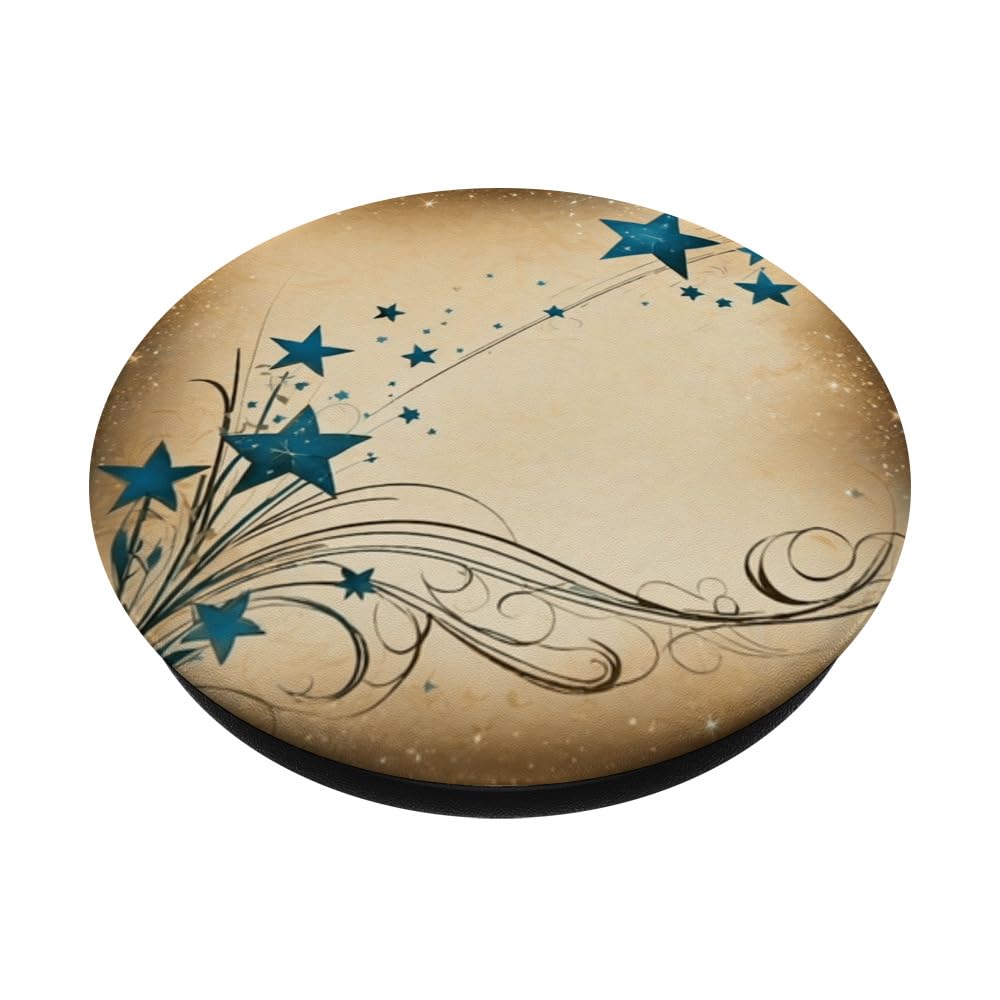 Cosmic and Dreams Fantasy Cool Stars Surreal Vintage Graphic PopSockets Swappable PopGrip, Black - Image 2