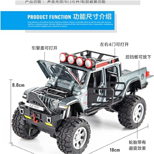 Image of New 1:32 Rubicon Diecast Alloy Metal Pull Back Car with Openable Doors Music Sound and Light Vehicle Toy Car for Kids Boys
