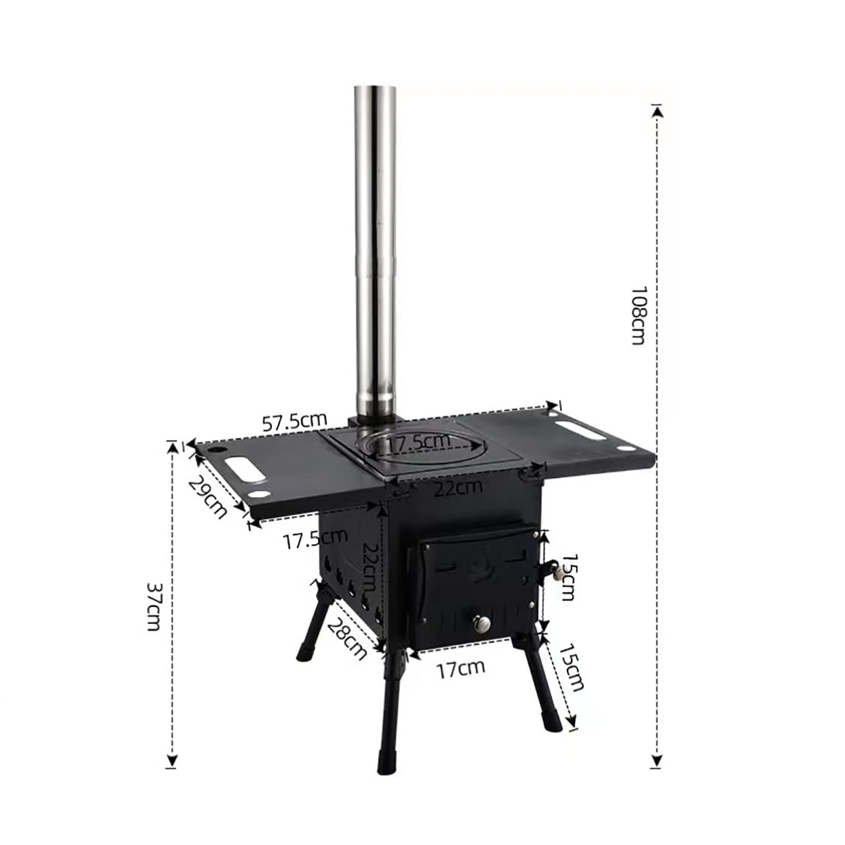 Poêle à Bois Portable, réchaud de Camping extérieur, réchaud de Tente, Gril en Acier Inoxydable et tuyaux de cheminée, Pliable avec Sac de Transport, pour la randonnée, Sac à Dos, Barbecue