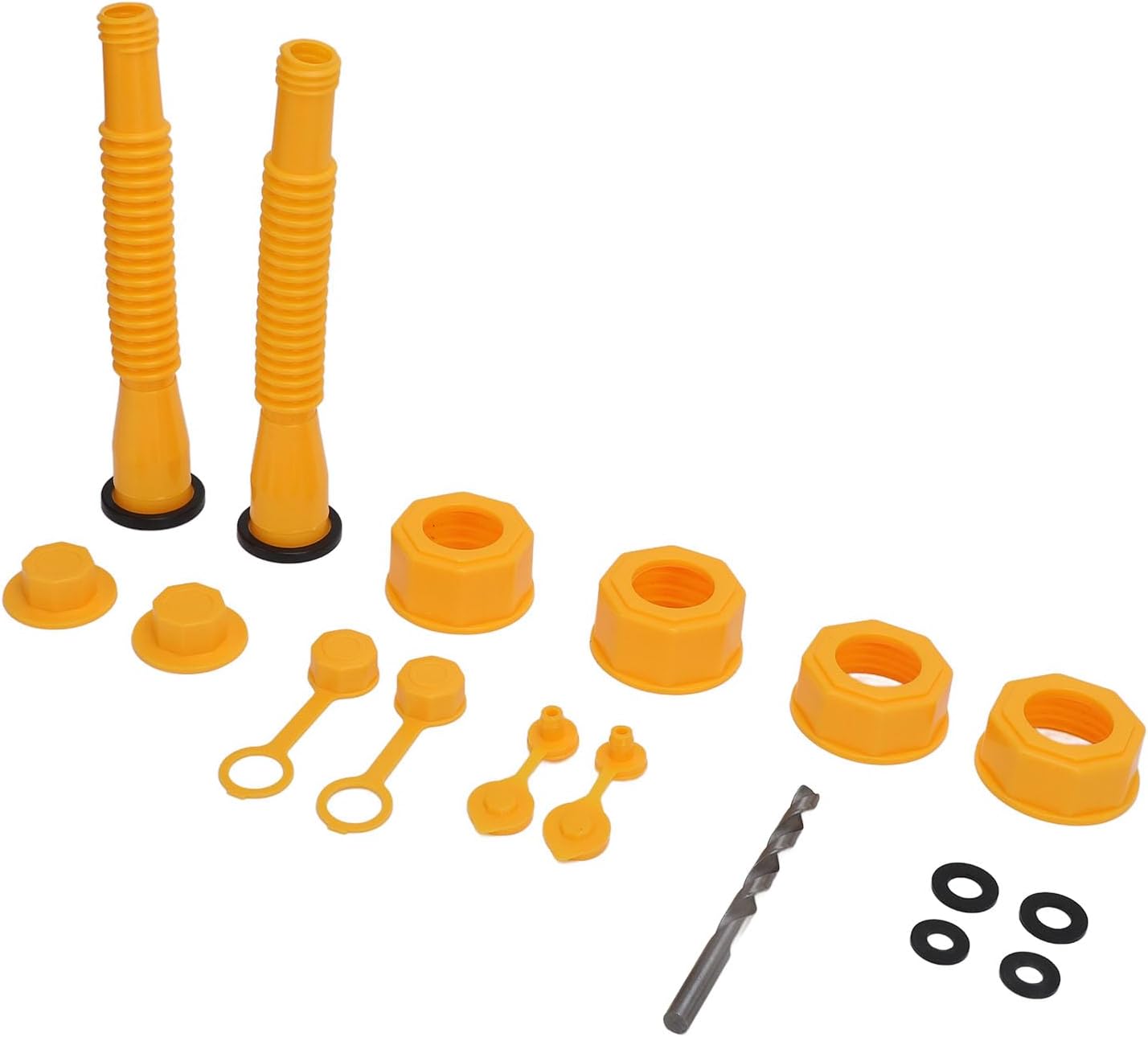 Garosa 2 Sets Anti Spill Design Gas Can Spout Replacement Kit with Hoses,Nuts,Sealing Covers,Gaskets, Dust Covers and Drill Bit,Suitable for 1 2 5 10 Gallon Gas Tanks, Garosadoam5w2r0y