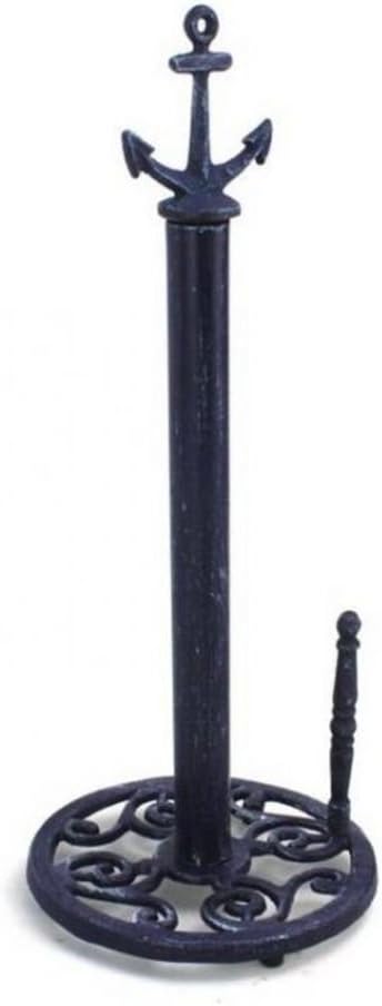 Hampton Nautical Rustic Dark Blue Anchor Paper Towel Holder 16" Decoration-Vintage Cast Iron