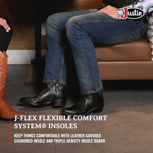 Justin Buck 13" Cowboy Boots for Men - Durable Premium Full-Grain Leather Round Toe Western Boots Build with Cushioned Insole & Full Welt Construction4