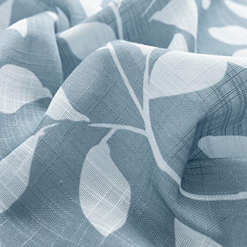 Treatmentex Blue White Kitchen Valance Curtain Leaf Print Window Valance For Living Room 52" W 1 Pack #TOP4