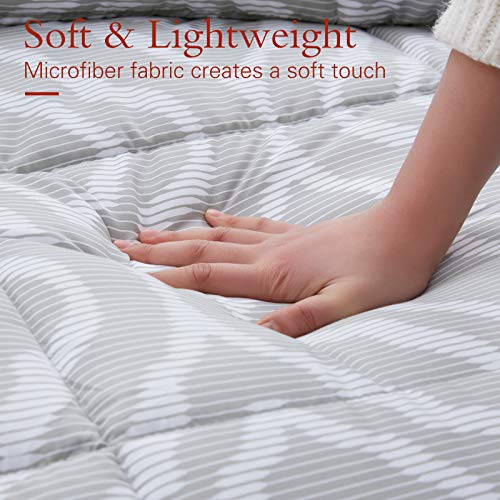 Semech Queen Size Comforter Set 3 Piece Grey Bedding Comforter Set For Queen Bed (106×92 Inch) With 2 Pillow Shams - Mirage Gray Medallion #TOP4