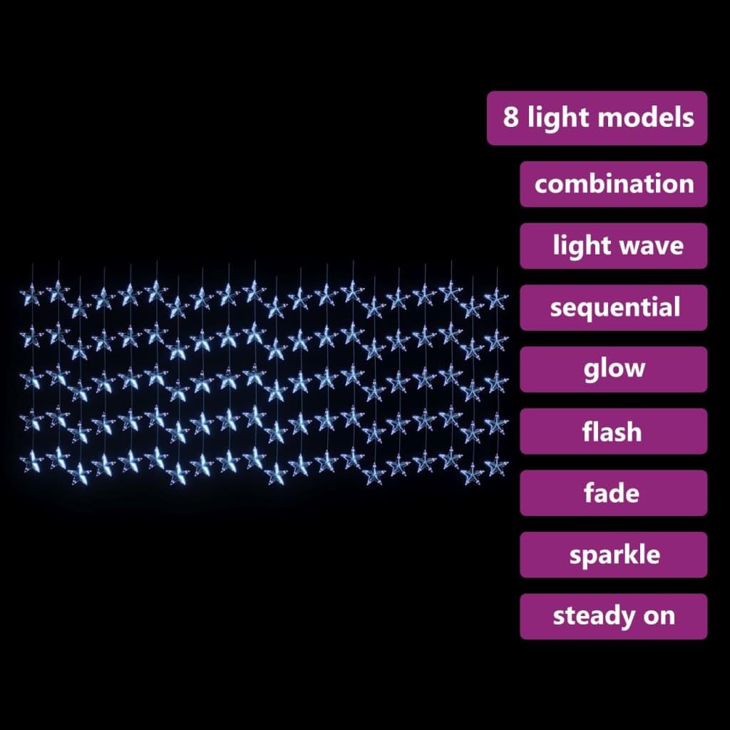 Guirnalda de luces LED con forma de estrella, 500 LED, color azul