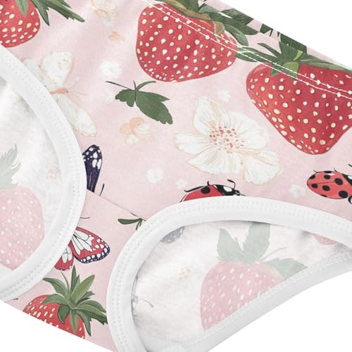 Wusikd Strawberry Ladybugs Girls' Underwear Cotton Pink Girls Briefs Soft Toddler Underwear 2T4