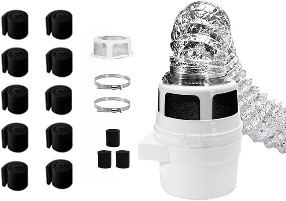 Upgraded Version - VIWINVELA 3 IN 1 Indoor Dryer Vent Kit with Silver Hose - Dryer Lint Catcher Water Filter Bucket - Dryer Lint Trap for Electric Dryer & VIWINVELA 10 Pack Dryer Filter Replacement