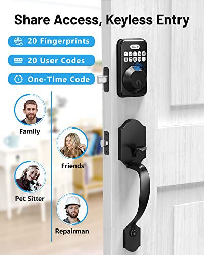 Fingerprint Front Door Lock Set, Zowill Keyless Entry Door Lock With Handle, Electronic Keypad Deadbolt Lock Front Door Lock Set Keyless Entry With 2 Handles, Auto Lock,Anti-Peeping,Code Door Lock #TOP2