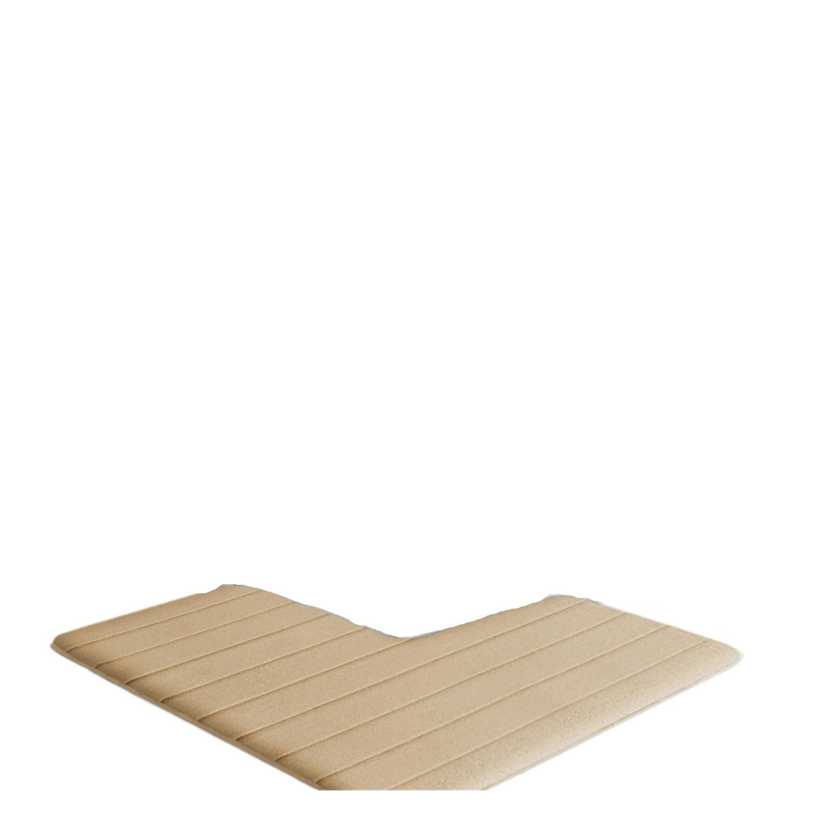Tapis de bain en flanelle abricot 150x150cm pour toilette en L