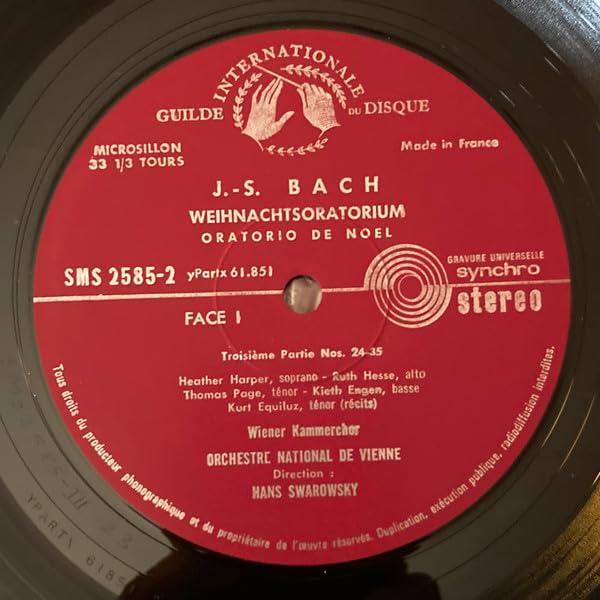 Guilde Internationale du Disque J.S. Bach Weihnachts-Oratorium Stereo, Nummeriert, Hans Swarowsky