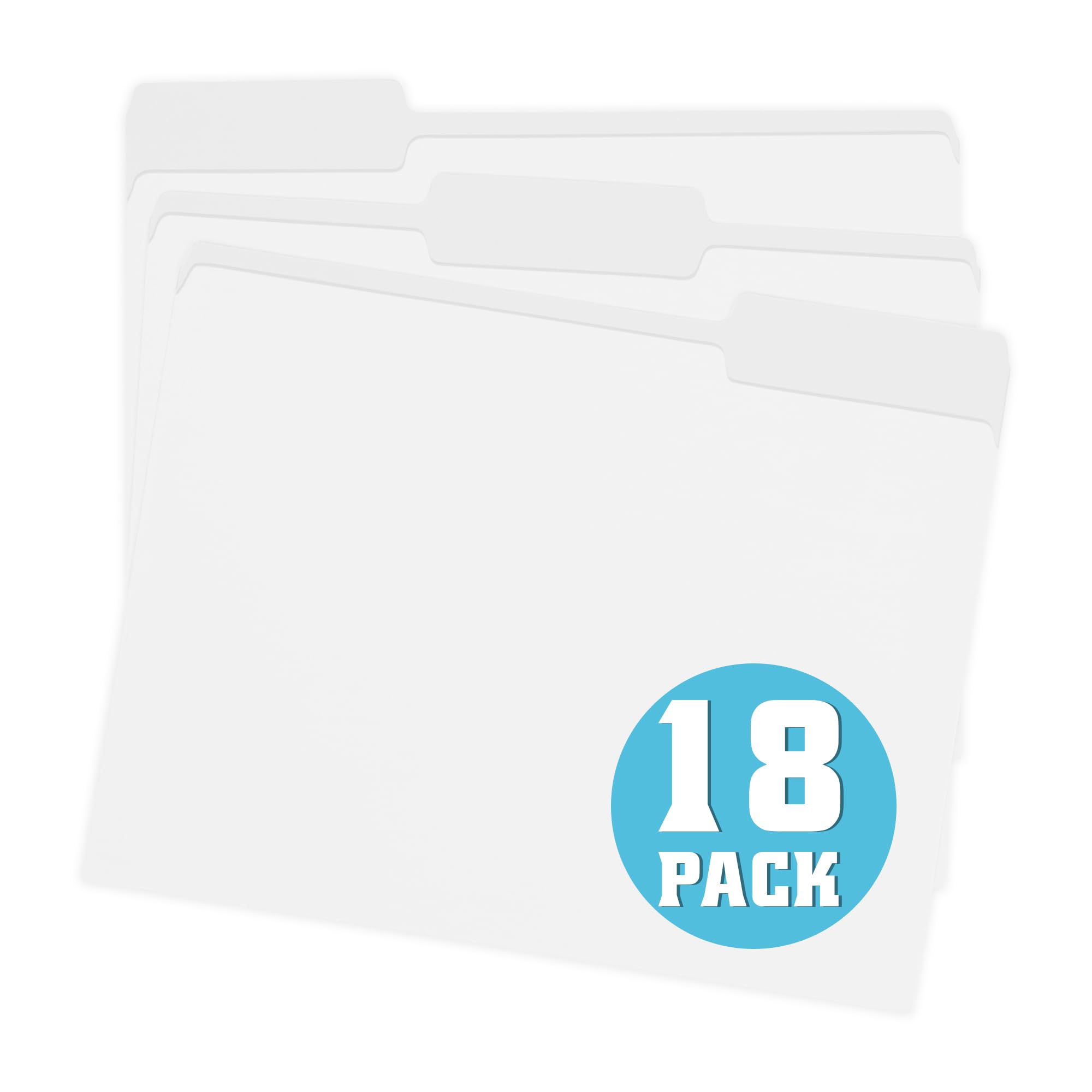pmybupo 18pack White File Folders,1/3 Cut Tab with Assorted Positions,Letter Size Colored File Folders,Great for Organizing and Easy File Storage