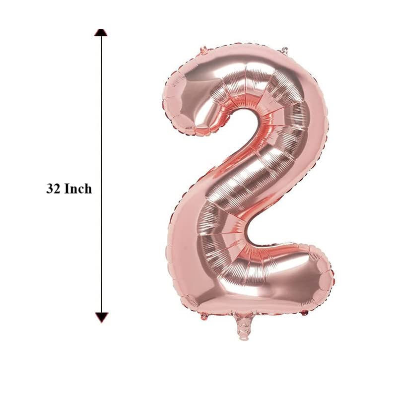Image of Bubblebells Rose Gold 32 Inches 2 Numbers Shape Large Big Foil Helium Balloons for Party Decorations in Happy Birthday Anniversary Office Items Materials Set Pack